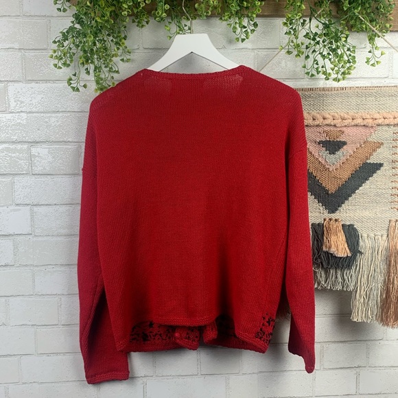 Vintage 90’s Red Beaded Button Front Cardigan SZ S - Picture 5 of 7